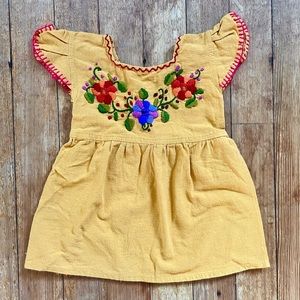 Yellow Embroidered Cotton Baby Dress 6 mo